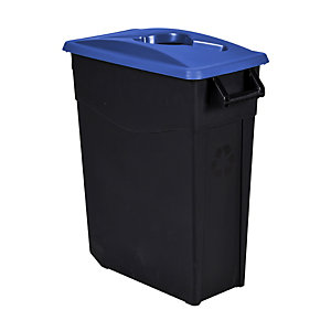 Mobiele vuilnisbak voor afvalsortering - 65l - movatri  - zwart / blauw - open deksel