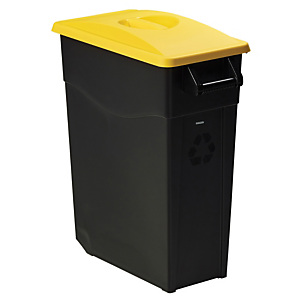 Mobiele vuilnisbak voor afvalsortering - 65l - movatri  - zwart / geel - dichte deksel