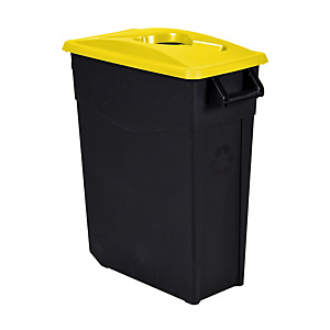 Mobiele vuilnisbak voor afvalsortering - 65l - movatri  - zwart / geel - open deksel
