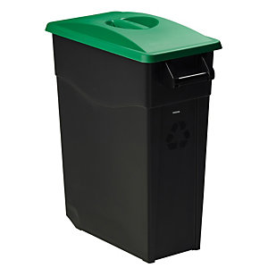 Mobiele vuilnisbak voor afvalsortering - 65l - movatri  - zwart / groen - dichte deksel