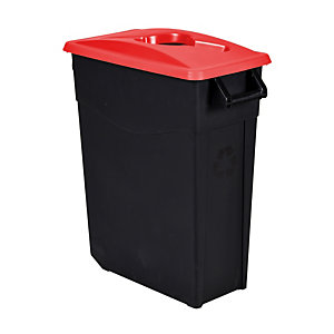 Mobiele vuilnisbak voor afvalsortering - 65l - movatri  - zwart / rood - open deksel