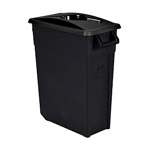Mobiele vuilnisbak voor afvalsortering - 65l - movatri  - zwart / zwart - open deksel