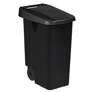 Mobiele vuilnisbak voor afvalsortering - 85l - movatri  - zwart / zwart - dichte deksel