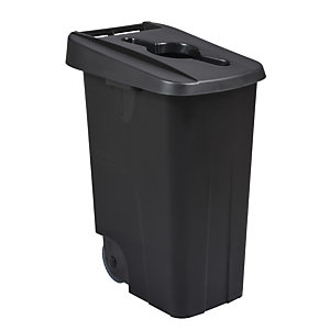 Mobiele vuilnisbak voor afvalsortering - 85l - movatri  - zwart / zwart - open deksel