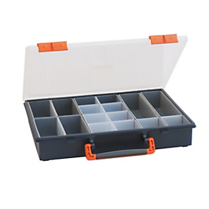 MOBILPLASTIC Cassetta porta minuterie CLASS 32, 16 vaschette trasparenti, 32,5 x 26 x 5,5 cm, Blu/Trasparente