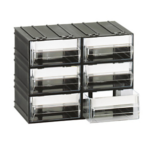 MOBILPLASTIC Cassettiera componibile modulare T/C, 22,5 x 13,3 x 16,9 cm, 6 cassetti, Nero/Trasparente MOBILPLASTIC Cassettiera componibile modulare T/C, 22,5 x 13,3 x 16,9 cm, 6 cassetti, Nero/Trasparente