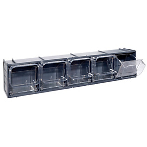 MOBILPLASTIC Cassettiera modulare componibile Crystal Box CB50/2S.GS, 5 cassetti, 60 x 13,3 x 13,2 cm, Grigio scuro/Trasparente MOBILPLASTIC Cassettiera modulare componibile Crystal Box CB50/2S.GS, 5 cassetti, 60 x 13,3 x 13,2 cm, Grigio scuro/Trasparente