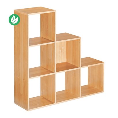 Module bibliothèque Multicases Escalier -  6 cases - Hêtre