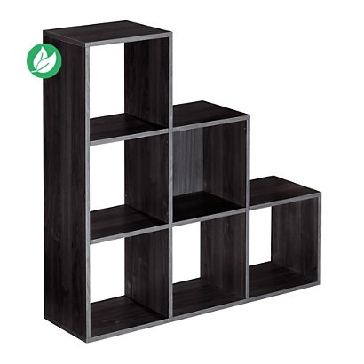 Module bibliothèque Multicases Escalier -  6 cases - Noir