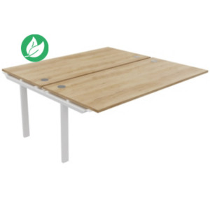 Module suivant 2 postes E-link - L.180 x P.163 cm - Plateau Chêne Nebraska - Pieds Blanc Module suivant 2 postes E-link - L.180 x P.163 cm - Plateau Chêne Nebraska - Pieds Blanc