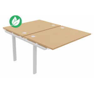 Module suivant pour ensemble 2 bureaux droits E-link - L.120 x P.163 cm - Plateau Hêtre - Pieds Blanc Module suivant pour ensemble 2 bureaux droits E-link - L.120 x P.163 cm - Plateau Hêtre - Pieds Blanc