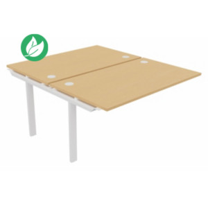 Module suivant pour ensemble 2 bureaux droits E-link - L.140 x P.163 cm - Plateau Hêtre - Pieds Blanc Module suivant pour ensemble 2 bureaux droits E-link - L.140 x P.163 cm - Plateau Hêtre - Pieds Blanc