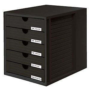 Module System-box 5 tiroirs fermés Han coloris noir