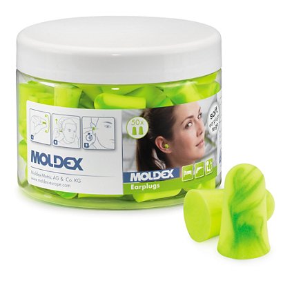 Moldex disposable PU foam earplugs, box of 50 pairs