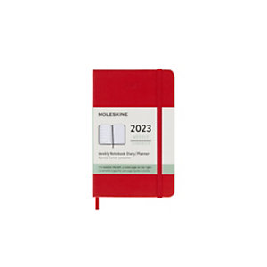 MOLESKINE Agenda settimanale 12 mesi 2023, Copertina rigida, Pocket 9 x 14 cm, Rosso Scarlatto