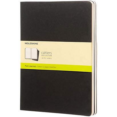 Moleskine Quaderno Cahier Journal X-Large, Pagine bianche, 19 x 25 cm, Nero  (confezione 3 pezzi) - Quaderni Scolastici e Copertine