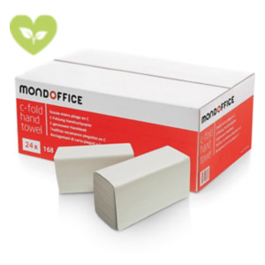 MONDOFFICE Asciugamani di carta piegati, 1 velo, 182 fogli, Piega a C, Finitura goffrata, Riciclati, Colore Naturale riciclato (24 pacchi da 168 asciugamani) MONDOFFICE Asciugamani di carta piegati, 1 velo, 182 fogli, Piega a C, Finitura goffrata, Riciclati, Colore Naturale riciclato (24 pacchi da 168 asciugamani)