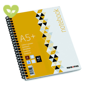 MONDOFFICE Blocco spiralato A5+, 80 fogli quadretti 5 mm, 70 g/m², Copertina in cartoncino MONDOFFICE Blocco spiralato A5+, 80 fogli quadretti 5 mm, 70 g/m², Copertina in cartoncino