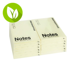 MONDOFFICE Blocs de notas adhesivas, 127 x 76 mm, 70 gramos, amarillo pastel MONDOFFICE Blocs de notas adhesivas, 127 x 76 mm, 70 gramos, amarillo pastel