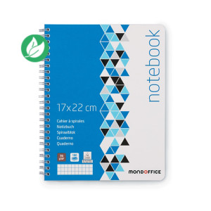 MONDOFFICE Cahier à spirale 17 x 22 cm - 70g - Petits carreaux 5x5 - 180 pages MONDOFFICE Cahier à spirale 17 x 22 cm - 70g - Petits carreaux 5x5 - 180 pages