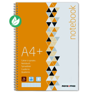 MONDOFFICE Cahier à spirale 23 x 29,7 cm - 70g - Perforé 4 trous - Petits carreaux 5x5 - 160 pages MONDOFFICE Cahier à spirale 23 x 29,7 cm - 70g - Perforé 4 trous - Petits carreaux 5x5 - 160 pages