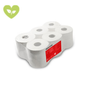 MONDOFFICE Carta asciugamani in rotolo per dispenser, 2 veli, 450 fogli, Finitura goffrata, Bianco (confezione 6 rotoli) MONDOFFICE Carta asciugamani in rotolo per dispenser, 2 veli, 450 fogli, Finitura goffrata, Bianco (confezione 6 rotoli)