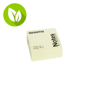 MONDOFFICE Cubo de notas adhesivas, 76 x 76 mm, 70 gramos, amarillo pastel MONDOFFICE Cubo de notas adhesivas, 76 x 76 mm, 70 gramos, amarillo pastel