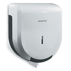 MONDOFFICE Dispensador de rollos de papel higiénico mini jumbo de plástico ABS blanco de 275 x 245 x 120 mm MONDOFFICE Dispensador de rollos de papel higiénico mini jumbo de plástico ABS blanco de 275 x 245 x 120 mm