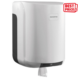 MONDOFFICE Dispenser per rotoli asciugamani ad estrazione centrale, ABS, Con serratura, 22 x 22 x 31 cm, Bianco MONDOFFICE Dispenser per rotoli asciugamani ad estrazione centrale, ABS, Con serratura, 22 x 22 x 31 cm, Bianco