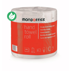MONDOFFICE Essuie-mains en papier double épaisseur - 500 feuilles prédécoupées gauffrées - Bobine maxi de 152 m MONDOFFICE Essuie-mains en papier double épaisseur - 500 feuilles prédécoupées gauffrées - Bobine maxi de 152 m