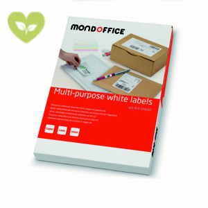 MONDOFFICE Etichette multiuso, 105 x 40 mm, 14 etichette per foglio, Bianco (confezione 100 fogli) MONDOFFICE Etichette multiuso, 105 x 40 mm, 14 etichette per foglio, Bianco (confezione 100 fogli)