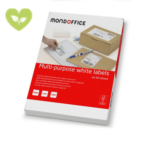 MONDOFFICE Etichette multiuso, 192 x 61 mm, 4 etichette per foglio, Angoli arrotondati, Bianco (confezione 100 fogli) MONDOFFICE Etichette multiuso, 192 x 61 mm, 4 etichette per foglio, Angoli arrotondati, Bianco (confezione 100 fogli)