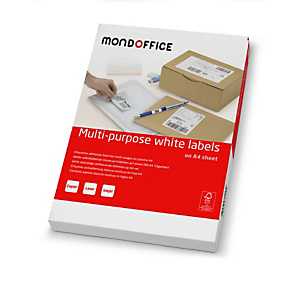 MONDOFFICE Etichette multiuso, 210 x 148 mm, 2 etichette per foglio, Bianco (confezione 100 fogli) MONDOFFICE Etichette multiuso, 210 x 148 mm, 2 etichette per foglio, Bianco (confezione 100 fogli)