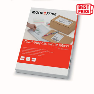 MONDOFFICE Etichette multiuso, 38,1 x 21,2 mm, 65 etichette per foglio, Bianco (confezione 100 fogli) MONDOFFICE Etichette multiuso, 38,1 x 21,2 mm, 65 etichette per foglio, Bianco (confezione 100 fogli)