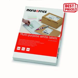 MONDOFFICE Etichette multiuso, 52,5 x 29,7 mm, 40 etichette per foglio, Bianco (confezione 100 fogli) MONDOFFICE Etichette multiuso, 52,5 x 29,7 mm, 40 etichette per foglio, Bianco (confezione 100 fogli)