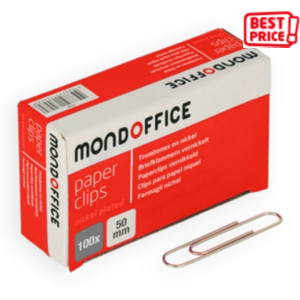 MONDOFFICE Fermagli in acciaio nichelato, Punta arrotondata, 50 mm (confezione 100 pezzi) MONDOFFICE Fermagli in acciaio nichelato, Punta arrotondata, 50 mm (confezione 100 pezzi)