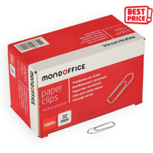 MONDOFFICE Fermagli in acciaio nichelato, Punta triangolare, 32 mm (confezione 1.000 pezzi) MONDOFFICE Fermagli in acciaio nichelato, Punta triangolare, 32 mm (confezione 1.000 pezzi)