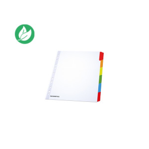 MONDOFFICE Intercalaires neutres A4+ en bristol 170g blanc - 6 onglets couleur MONDOFFICE Intercalaires neutres A4+ en bristol 170g blanc - 6 onglets couleur