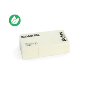 MONDOFFICE Notes repositionnables 38 x 51 mm - Jaune pastel - Lot 12 blocs de 100 feuilles MONDOFFICE Notes repositionnables 38 x 51 mm - Jaune pastel - Lot 12 blocs de 100 feuilles