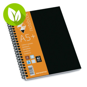 MONDOFFICE Plus Cuaderno, A5+, cuadriculado, 80 hojas, cubierta de polipropileno, color negro MONDOFFICE Plus Cuaderno, A5+, cuadriculado, 80 hojas, cubierta de polipropileno, color negro