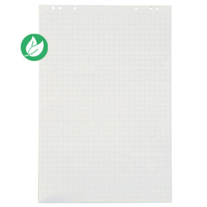 MONDOFFICE Recharge chevalet papier recyclé blanc quadrillé 60g - L.65 x H.100 cm - Bloc 48 feuilles - Lot de 5 MONDOFFICE Recharge chevalet papier recyclé blanc quadrillé 60g - L.65 x H.100 cm - Bloc 48 feuilles - Lot de 5