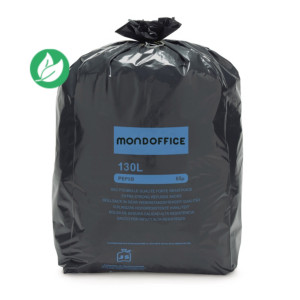 MONDOFFICE Sac poubelle 130L noir 100% recyclé - Déchets lourds - Lot de 100 MONDOFFICE Sac poubelle 130L noir 100% recyclé - Déchets lourds - Lot de 100