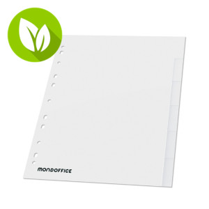 MONDOFFICE Separadores, A4, polipropileno, 6 separadores, color blanco MONDOFFICE Separadores, A4, polipropileno, 6 separadores, color blanco