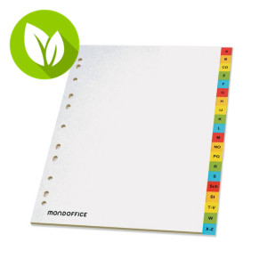 MONDOFFICE Separadores alfabéticos A-Z, A4, polipropileno, 20 separadores, con portadilla, colores surtidos MONDOFFICE Separadores alfabéticos A-Z, A4, polipropileno, 20 separadores, con portadilla, colores surtidos