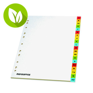 MONDOFFICE Separadores alfabéticos A-Z, A4+, polipropileno, 20 separadores, con portadilla, colores surtidos MONDOFFICE Separadores alfabéticos A-Z, A4+, polipropileno, 20 separadores, con portadilla, colores surtidos