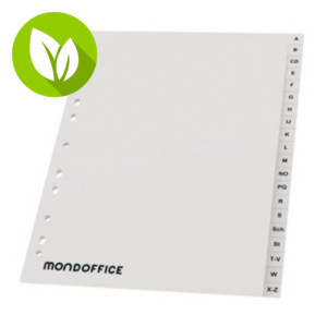 MONDOFFICE Separadores alfabéticos A-Z, A4, polipropileno, 20 separadores, gris MONDOFFICE Separadores alfabéticos A-Z, A4, polipropileno, 20 separadores, gris
