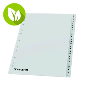 MONDOFFICE Separadores, alfabéticos A-Z, A4, polipropileno, 26 separadores, gris MONDOFFICE Separadores, alfabéticos A-Z, A4, polipropileno, 26 separadores, gris