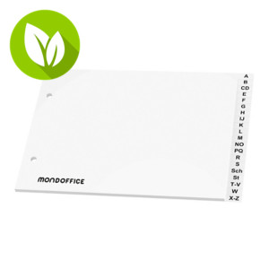 MONDOFFICE Separadores alfabéticos A-Z, A5 apaisado, polipropileno, 20 separadores, blanco MONDOFFICE Separadores alfabéticos A-Z, A5 apaisado, polipropileno, 20 separadores, blanco