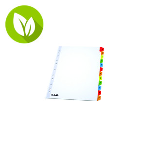MONDOFFICE Separadores, Bristol, mylar, con portadilla, Mensual, A4, cartulina, 12 separadores, pestañas plastificadas de colores, blanco MONDOFFICE Separadores, Bristol, mylar, con portadilla, Mensual, A4, cartulina, 12 separadores, pestañas plastificadas de colores, blanco