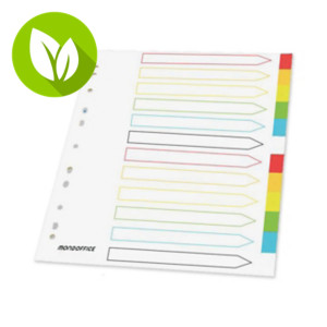 MONDOFFICE Separadores, Bristol, mylar, con portadilla, Mensual, A4+, cartulina, 12 separadores, pestañas plastificadas de colores, blanco MONDOFFICE Separadores, Bristol, mylar, con portadilla, Mensual, A4+, cartulina, 12 separadores, pestañas plastificadas de colores, blanco